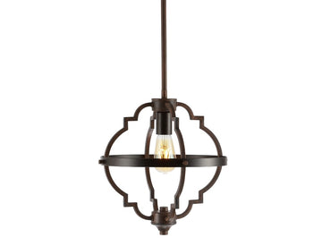 Ogee 12.5" Adjustable Iron Rustic Industrial LED Pendant - JONATHAN Y